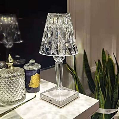 Touch Crystal Diamond Table Lamp,  with USB Charging Port