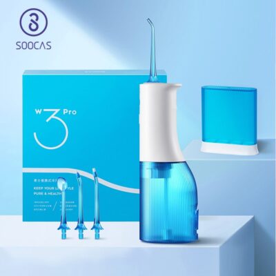 SOOCAS W3 Pro Portable Electric Flosser IPX7 Waterproof Oral Irrigator 3 Modes 240ml Dental Teeth Cleaner with 4 Nozzles