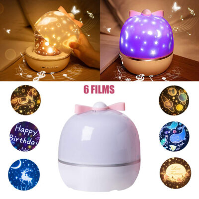 Projection Lamp 6 Pattern Rotating Options Rechargeable Romantic Dream Projection Easy Operation Night Light