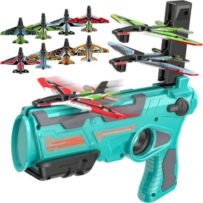 Airplane Toys for 4 5 6 Years Old Boys, Outdoor Toys for Kids Ages 4-8, Catapult Airplane with 8 pcs Glider Plane,Boys Toys Age 6-8 with One-Click Ejection Airplane Game, Gifts for 4-8 Years old Boys