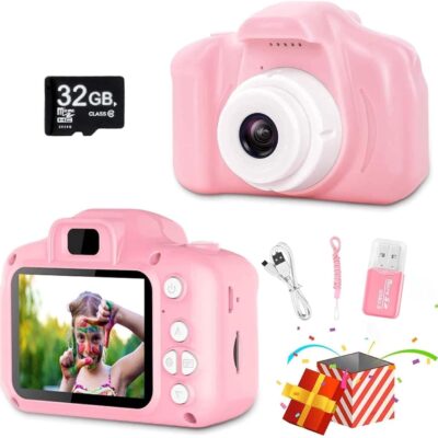 Kids Digital Camera-Mini Rechargeable UABrand Children Camera-Best Toys for Girls and Boys – 8MP HD Video Recording Included [32 GB SD Card and Card Reader] Pink