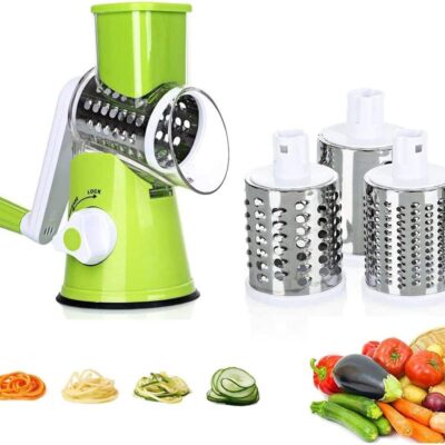 4 Pcs Vegetable Slicer 3 In 1 Handheld Spiral Rotary Drum For Fruit Cheese Nut
