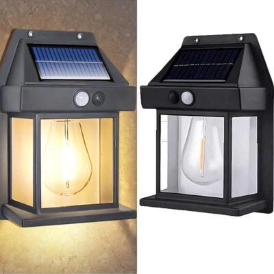 Solar Outdoor Wall Lights 2 Pack, Salangae Motion Sensor Solar Lantern with 3 Modes and IP65 Waterproof, Wireless LED Sconce Lights Dusk to Dawn Exterior Solar Porch Lights, for Outdoor Patio Yard